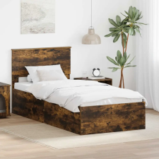  Ágykeret fejtámlával Füstölt tölgy 90 x 200 cm Faanyag ágy és ágykellék