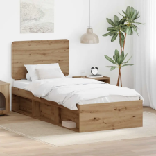  Ágykeret fejtámlával Művészi tölgy 100 x 200 cm Tömör fenyőfa ágy és ágykellék