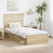  Ágykeret fejtámlával Sonoma tölgy 75 x 190 cm Tömör fenyőfa ágy és ágykellék