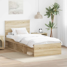  Ágykeret fejtámlával Sonoma tölgy 90 x 200 cm Tömör fenyőfa ágy és ágykellék