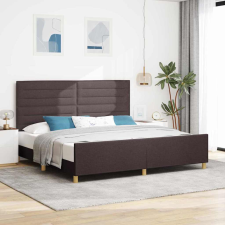  Ágykeret fejtámlával sötétbarna 200 x 200 cm szövet ágy és ágykellék