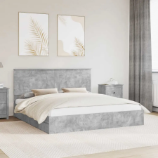  Ágykeret fiókkal fejtámlával Beton Szürke 200 x 200 cm Faanyag ágy és ágykellék