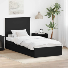  Ágykeret fiókkal fejtámlával Fekete 75 x 190 cm Faanyag ágy és ágykellék