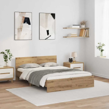  Ágykeret LED -es lámpákkal Artisan tölgy 150 x 200 cm Faanyag ágy és ágykellék