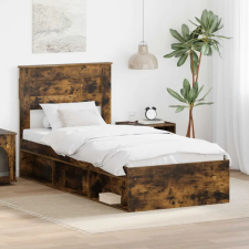  Ágykeret matracmal Füstölt tölgy 75 x 190 cm Tömör fenyőfa ágy és ágykellék