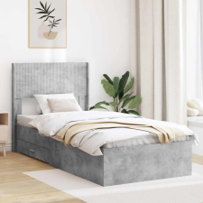  Ágykeret tárolóval és fejtámlával Betonszürke 75 x 190 cm ágy és ágykellék