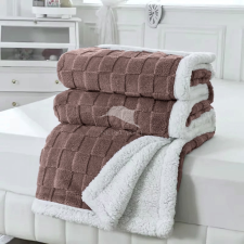  Ágytakaró pléd Norveg Lux Kockás kétoldalas Barna 200x230cm lakástextília