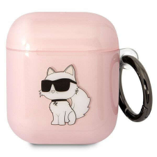 AirPods 1/2 tok, Karl Lagerfeld, KLA2HNCHTCP, Choupette, rózsaszín fülhallgató, fejhallgató tok