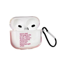 AirPods Átlátszó Ütésálló Szilikon Tok Grafikával - Rózsaszín, AirPods Pro fülhallgató, fejhallgató tok