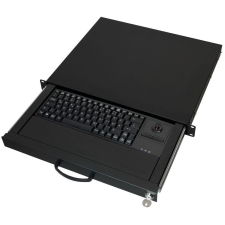 Aixcase 19" Rack 1U Tastatur DE Trackball PS2&USB schwarz (AIX-19K1UKDETB-B) asztali számítógép kellék