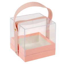  Ajándék doboz plexi rózsaszín M14x14cm dekorációs kellék