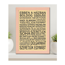 Ajándék lakásavatóra - Falikép - Boldog család grafika, keretezett kép