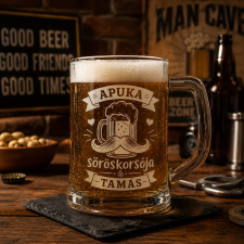 Ajándékbor Kft Egyedi gravírozott söröskorsó apukáknak ajándéktárgy