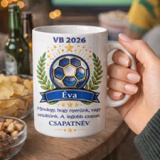 Ajándékbor Kft VB2026 Egyedi, névre szóló kerámia bögre focirajongóknak ajándéktárgy
