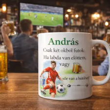 Ajándékbor Kft Vicces focis bögre névre szóló felirattal – személyre szabható ajándék férfiaknak ajándéktárgy
