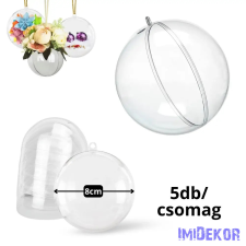  Ajándéktartó gömb műanyag 8cm 5db/cs dekorációs kellék