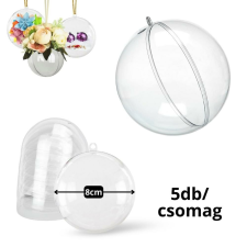 Ajándéktartó szétválasztható gömb műanyag 8cm 5db/csomag ajándéktasak