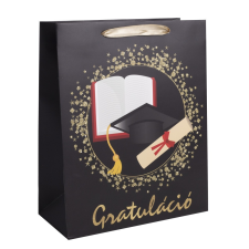  Ajándéktasak fekete gratuláció 23x32cm dekorációs kellék