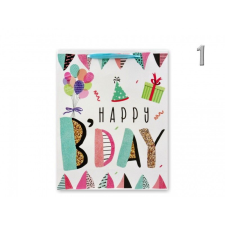  Ajándéktasak Happy Birthday pasztell nagy 26x10x32cm 4féle 03127 ajándéktasak