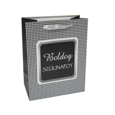  Ajándéktasak - kicsi (fehér alapon fekete mintával, születésnapi köszöntéssel) party kellék