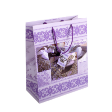  Ajándéktasak - közepes (lila alapon, levendula képek) party kellék