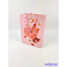  Ajándéktáska 24x18x9 cm - Rózsaszín szív mintás 5 B dekorációs kellék