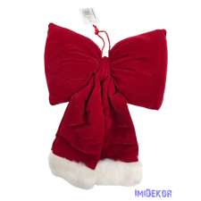  Ajtó masni - Piros fehér szörmés végű 20 cm dekorációs kellék