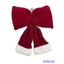  Ajtó masni - Piros fehér szörmés végű 30 cm dekorációs kellék