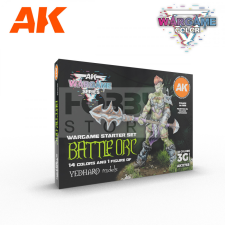 AK-interactive AK Interactive BATTLE ORC – WARGAME STARTER SET – 14 COLORS &amp; 1 FIGURE - festékszett AK11768 hobbifesték