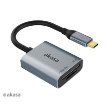 Akasa USB Akasa - USB 3.2 Type-C - 2 portos kártyaolvasó - AK-CR-10BK - Fekete hub és switch