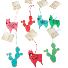  Akasztós láma témás fa dísz 8cm dekorációs kellék