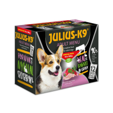  AKCIÓS Julius - K9 Adult Menu Veal &amp; Rabbit - nedves eledel (borjú,nyúl) válogatás szószban kutyák részére (6X12x100g) kutyaeledel