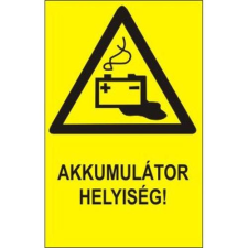  Akkumulátor helyiség! - öntapadó, 150*100mm információs tábla, állvány