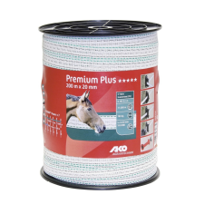 AKO Premium Plus villanypásztorszalag 200m x 20 mm fehér/zöld elektromos állatriasztó