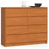 Akord - 120 cm-es Komód 8 Fiókkal, égerfa Színben, Laminált Lappal és ABS Él, Matt Felülettel, Önálló Összeszerelésre, Zárható Fiókokkal