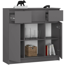Akord AKORD K100 Modern Komód Laminált Grafit-Szürke 6 Polcos bútor