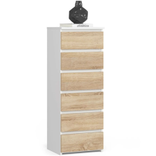 Akord CLP Komód 40x109x35 cm, 6 Fiókos, Fehér/Dub Sonoma bútor