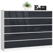 AKORD Furniture Factory 10 fiókos komód P121_160 - fehér/fényes grafitszürke bútor