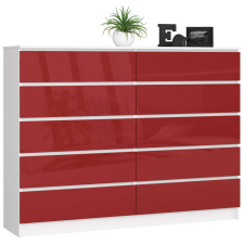 AKORD Furniture Factory 10 fiókos komód P121_160 - fehér/fényes piros bútor
