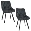 AKORD Furniture Factory - 2x Elegáns Fekete Bársony Székek Stílusos Acél Alappal