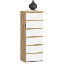 AKORD Furniture Factory 6 fiókos komód P109_40 - tölgy/fehér bútor