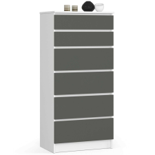 AKORD Furniture Factory 6 fiókos komód P130_60 - fehér/szürke bútor
