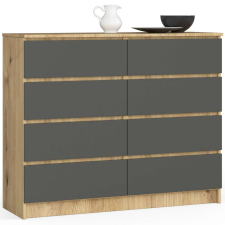 AKORD Furniture Factory 8 fiókos komód P99_120 - tölgy/grafitszürke bútor