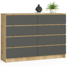 AKORD Furniture Factory 8 fiókos komód P99_138 - tölgy/grafitszürke bútor