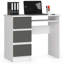 AKORD Furniture Factory Balkezes számítógépasztal 3 fiókkal P77_90 - fehér/grafitszürke íróasztal