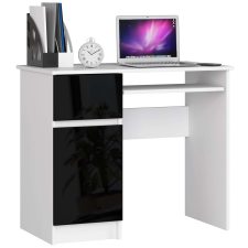AKORD Furniture Factory Balkezes számítógépasztal P77_90 - fehér/fényes fekete íróasztal