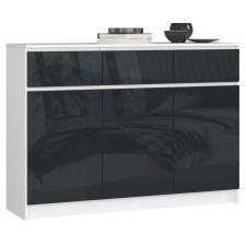 AKORD Furniture Factory Fiókos komód P99_138 - fehér/fényes fekete bútor