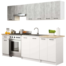 AKORD Furniture Factory Konyhabútor szett olivia 2.4m beton fehér bútor