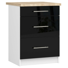 AKORD Furniture Factory OLIVIA Fiókos Konyhaszekrény munkalappal P85_60 - fényes fekete bútor