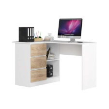 AKORD Furniture Factory Sarok Íróasztal P77_124,5 - fehér-sonoma íróasztal